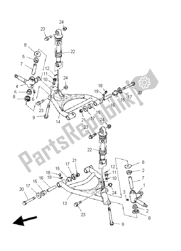 Tutte le parti per il Sospensione Anteriore E Ruota del Yamaha YFM 125 Grizzly 2005