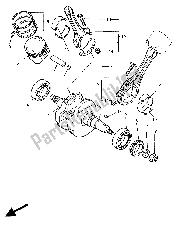 Tutte le parti per il Albero Motore E Pistone del Yamaha XV 1100 Virago 1996