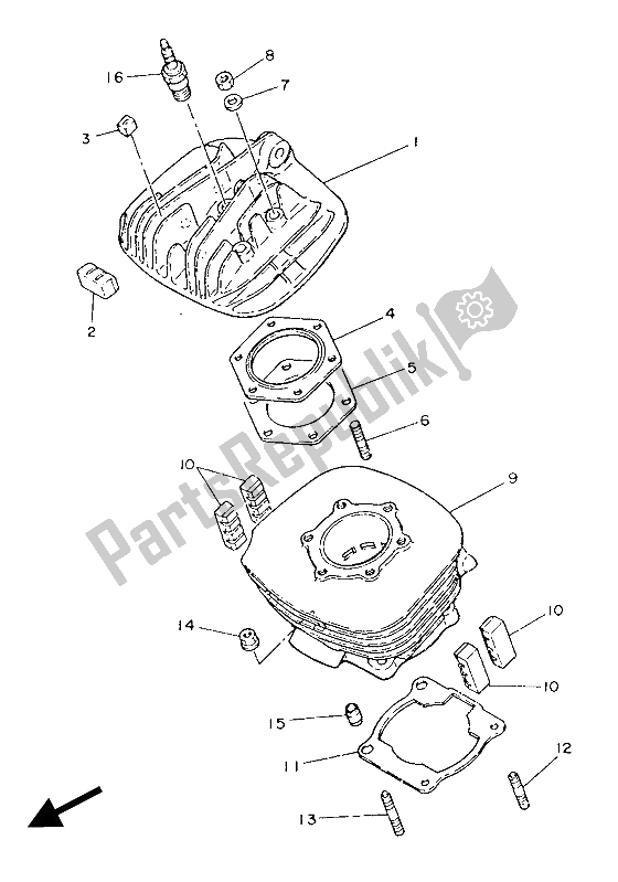 All parts for the Cylinder of the Yamaha IT 200 1986