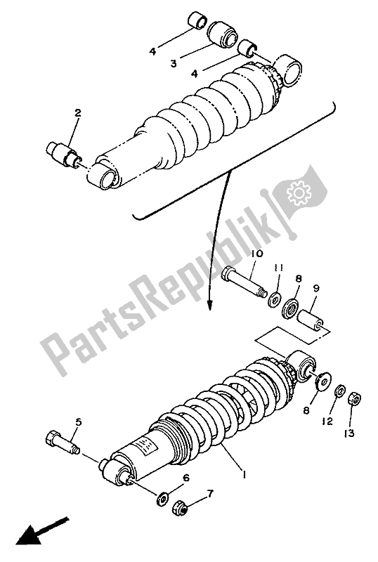 Tutte le parti per il Sospensione Posteriore del Yamaha XT 350 1991