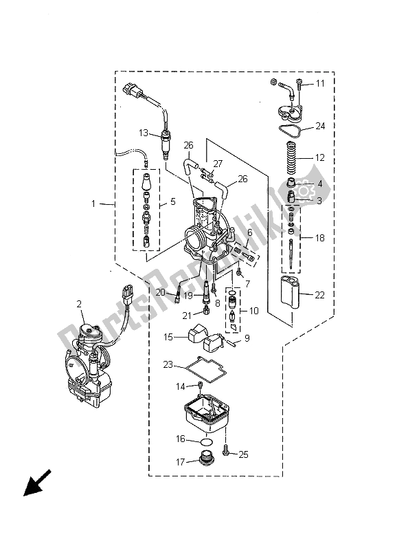 All parts for the Carburetor of the Yamaha TZ 250 2001