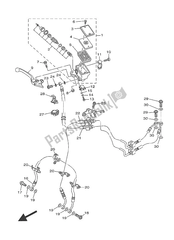 All parts for the Front Master Cylinder of the Yamaha MT 09 Tracer ABS 900 2016