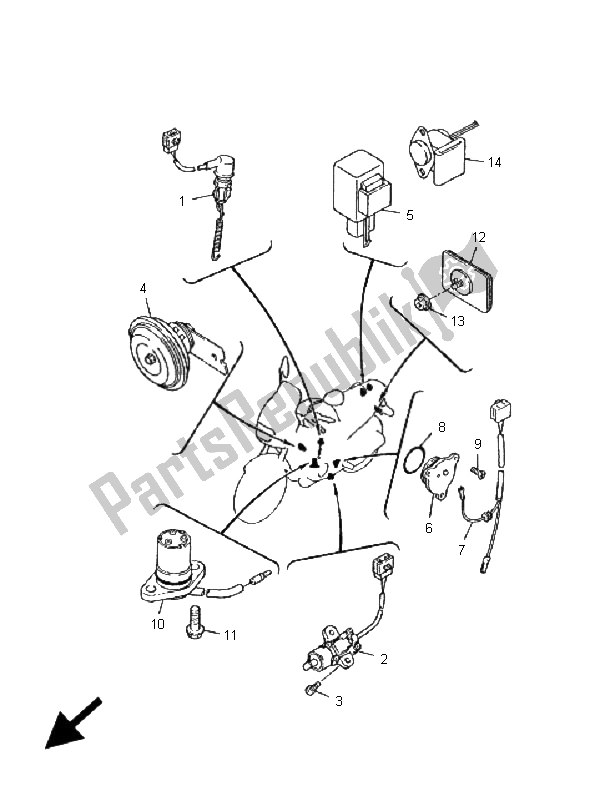 Toutes les pièces pour le électrique 2 du Yamaha XJ 600N 2001