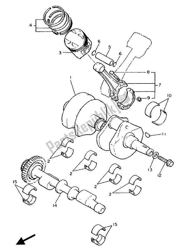 Toutes les pièces pour le Vilebrequin Et Piston du Yamaha XVZ 13 TD Venture Royal 1300 1990