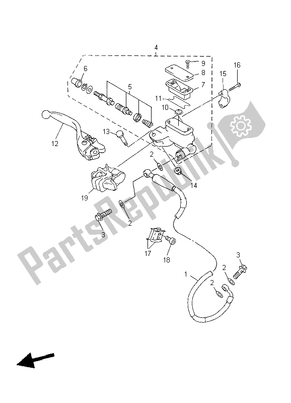 Tutte le parti per il Pompa Freno Anteriore del Yamaha YZ 250F 2004