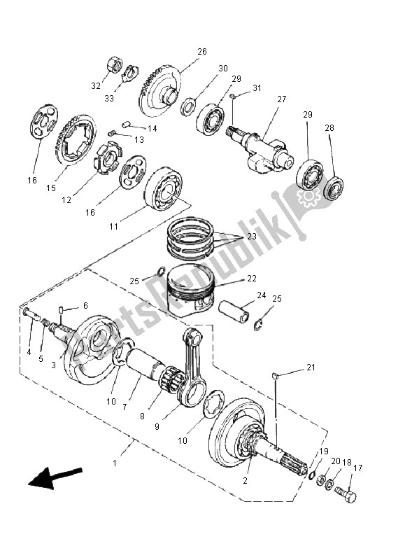 All parts for the Crankshaft & Piston of the Yamaha YFM 350X Warrior 2001