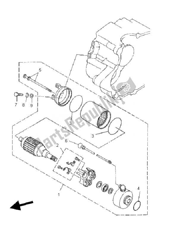 All parts for the Starting Motor of the Yamaha YFM 125 Grizzly 2010