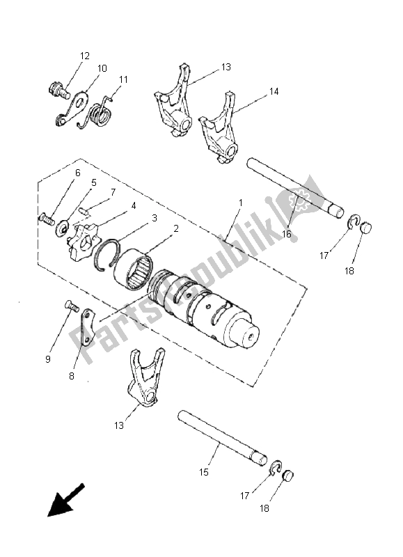 All parts for the Shift Cam & Fork of the Yamaha YFZ 350 Banshee 2009