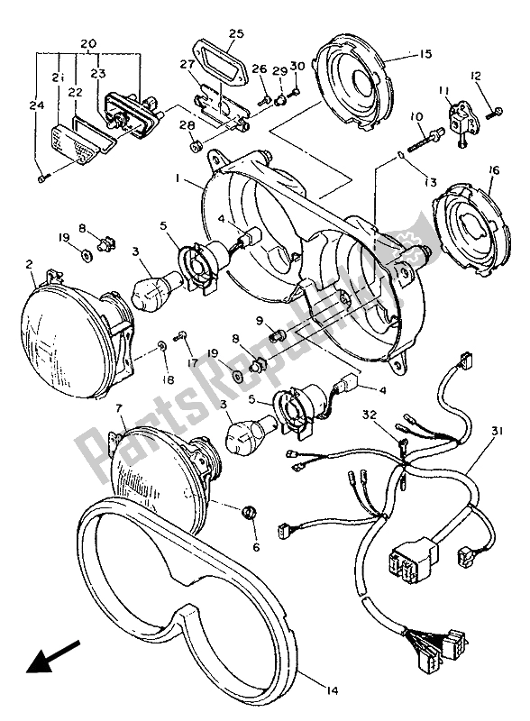 Toutes les pièces pour le Phare du Yamaha FZR 1000 1989