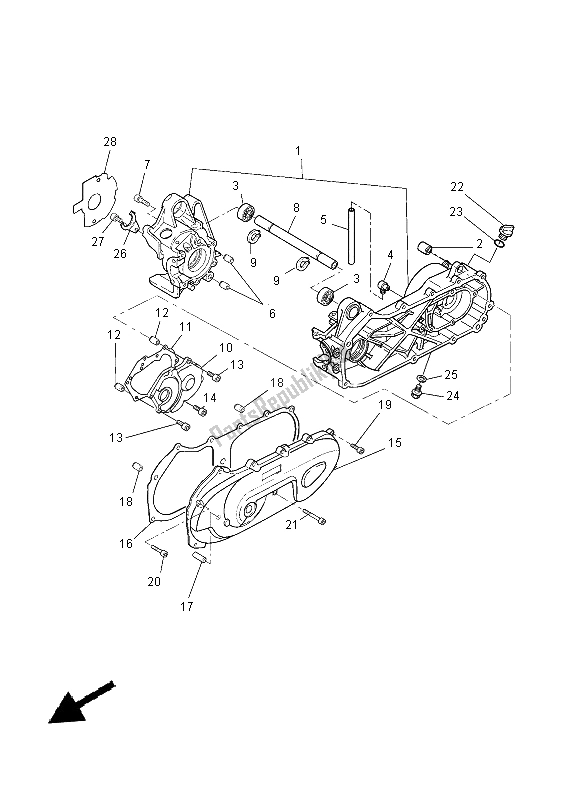 All parts for the Crankcase of the Yamaha CS 50M 2015