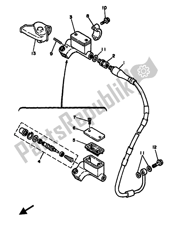 Toutes les pièces pour le Maître-cylindre Avant du Yamaha YZ 125F LC 1994