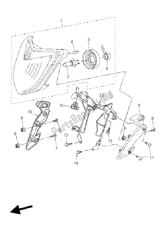 All parts for the Headlight of the Yamaha FZ1 N Fazer 1000 2009