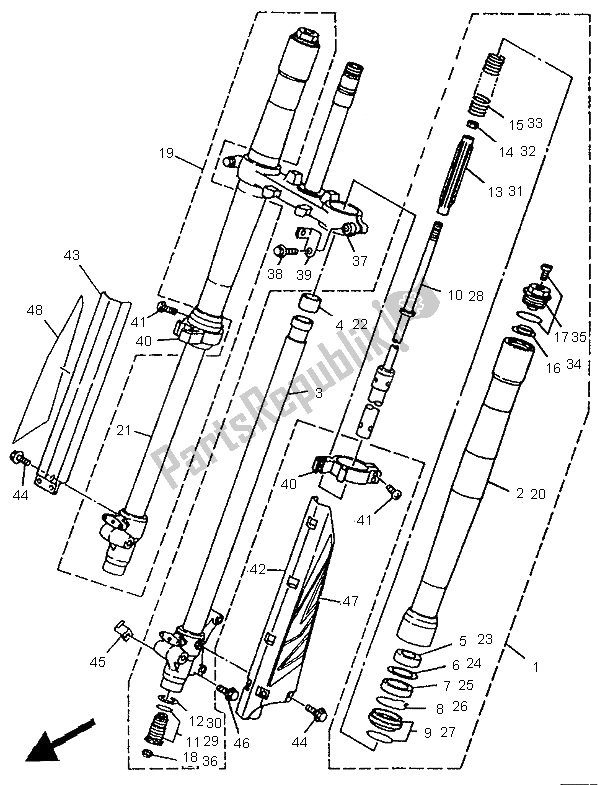 Todas las partes para Tenedor Frontal de Yamaha YZ 80 LC 1995