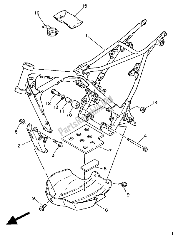 Alle onderdelen voor de Kader van de Yamaha TY 250R 1988