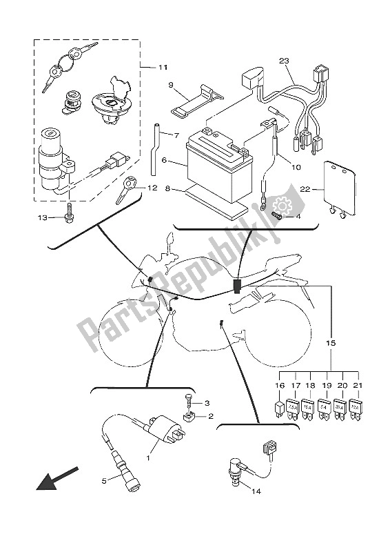 Tutte le parti per il Elettrico 1 del Yamaha MT 125 2016