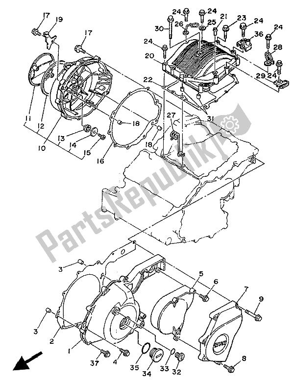 Tutte le parti per il Coperchio Del Carter 1 del Yamaha XTZ 750 Supertenere 1993