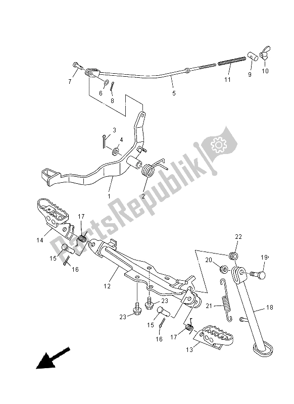 Tutte le parti per il Stand E Poggiapiedi del Yamaha TT R 110E 2014