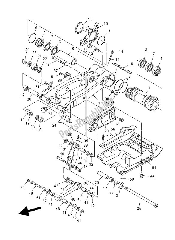 Tutte le parti per il Braccio Posteriore del Yamaha YFM 700R SE 2012