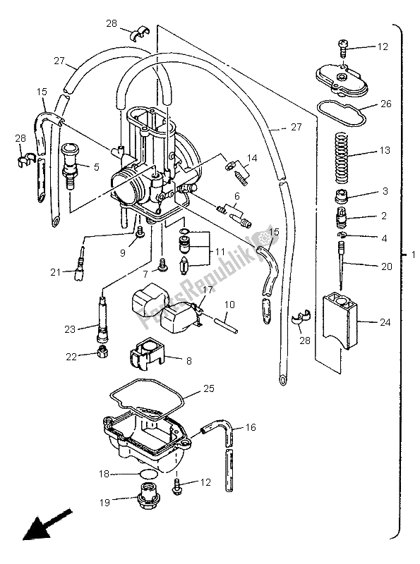 Todas as partes de Carburador do Yamaha YZ 125 1998