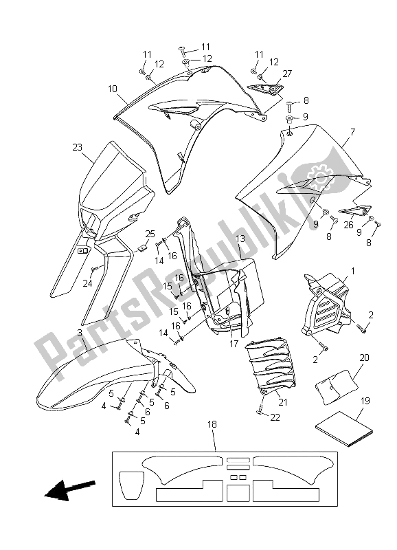 Tutte le parti per il Corpo Anteriore del Yamaha XT 125X 2006