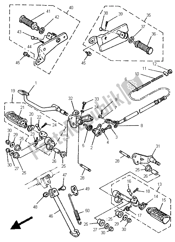 Toutes les pièces pour le Support Et Repose-pieds du Yamaha XV 250 S Virago 1995