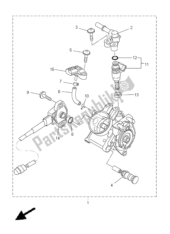 Alle onderdelen voor de Intake 2 van de Yamaha YZ 450F 2015