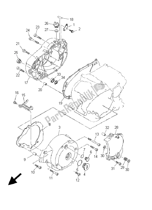 Tutte le parti per il Coperchio Del Carter 1 del Yamaha XVS 250 Dragstar 2001