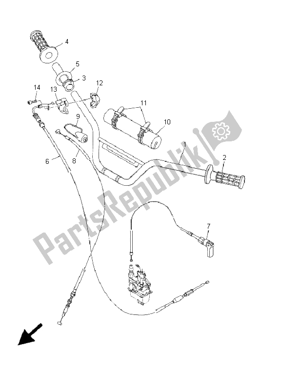 All parts for the Steering Handle & Cable of the Yamaha TT R 90 M 2000
