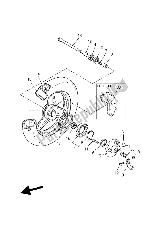 All parts for the Front Wheel of the Yamaha PW 50 2009