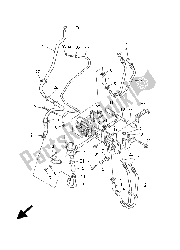 Alle onderdelen voor de Lucht Inductie Systeem van de Yamaha YZF 600R Thundercat 2001