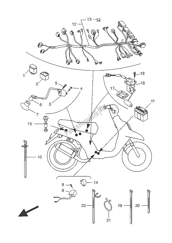 All parts for the Electrical 2 of the Yamaha CW 50 2016