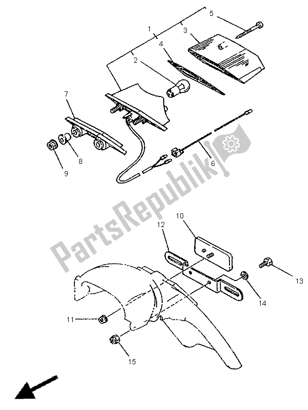 Tutte le parti per il Fanale Posteriore del Yamaha DT 125R 1998