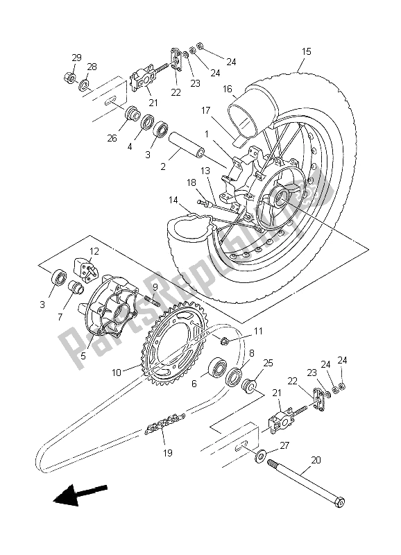 Toutes les pièces pour le Roue Arrière du Yamaha XT 660R 2009