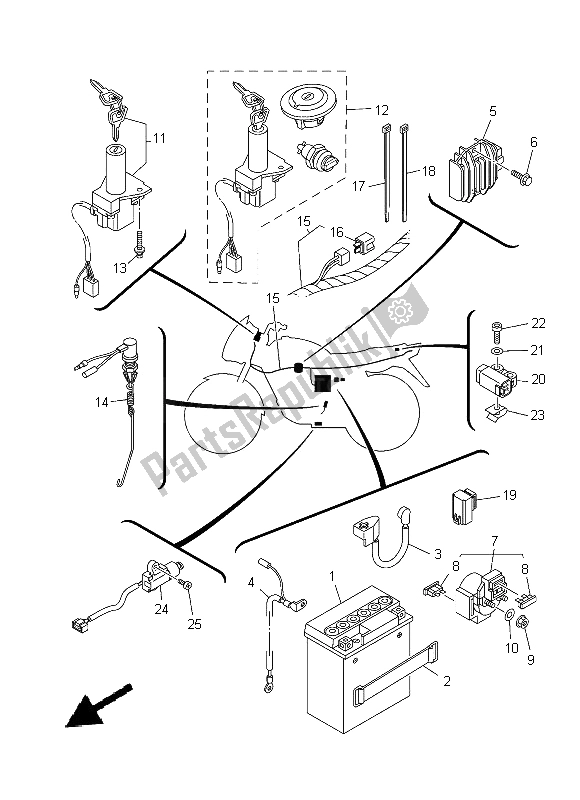 Toutes les pièces pour le électrique 1 du Yamaha YBR 125 ED 2014