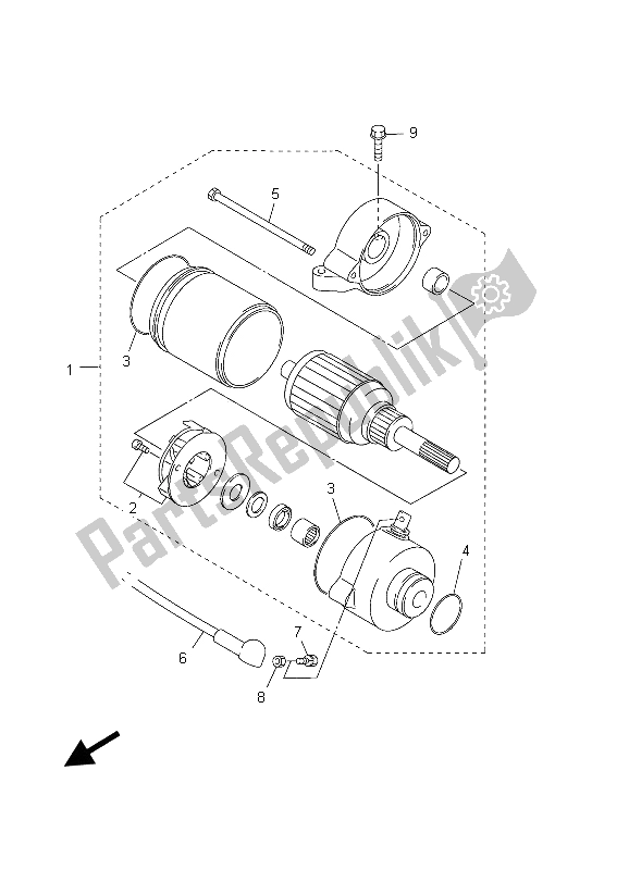 All parts for the Starting Motor of the Yamaha FJR 1300A 2003