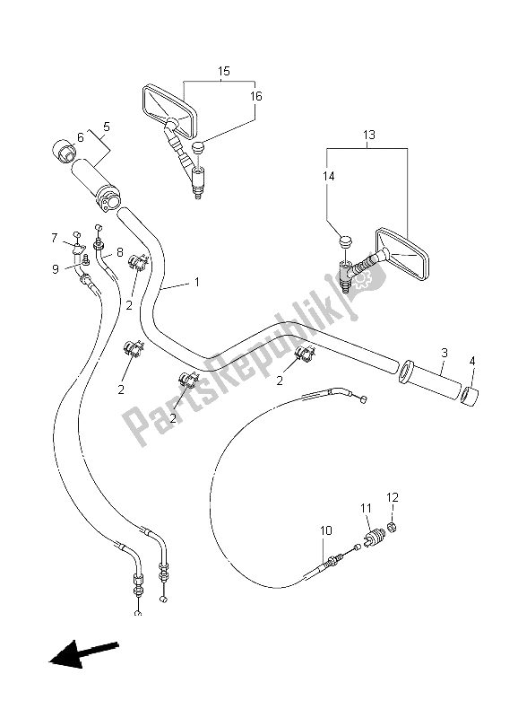 All parts for the Steering Handle & Cable of the Yamaha XVS 650A Dragstar Classic 2004