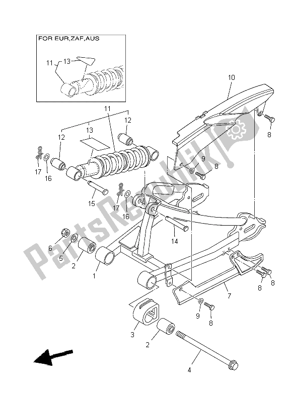 Todas las partes para Brazo Trasero Y Suspensión de Yamaha TT R 110E 2009