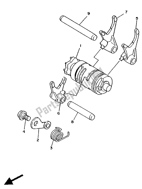 All parts for the Shift Cam & Fork of the Yamaha TZR 125 1991