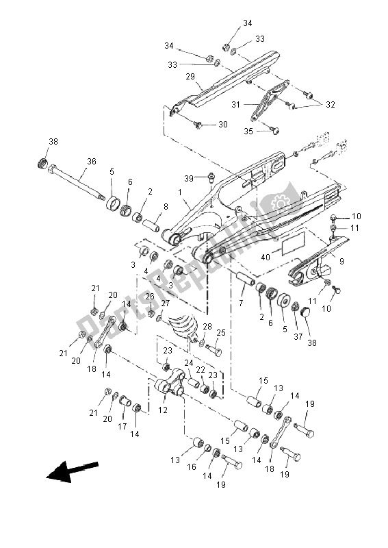 All parts for the Rear Arm of the Yamaha XT 660X 2011