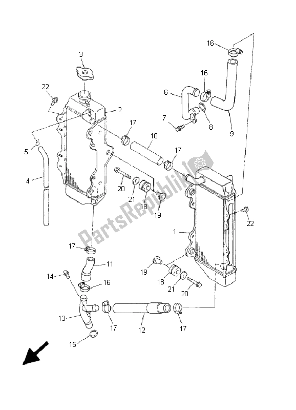 Todas las partes para Radiador Y Manguera de Yamaha YZ 426F 2001