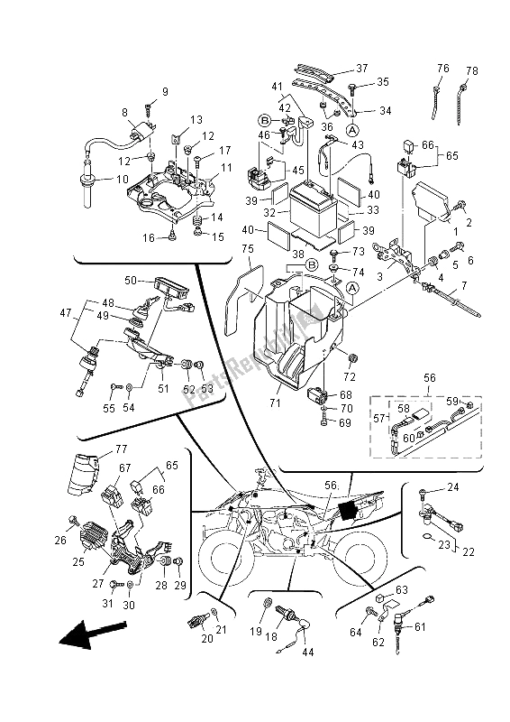 All parts for the Electrical 1 of the Yamaha YFZ 450R 2014