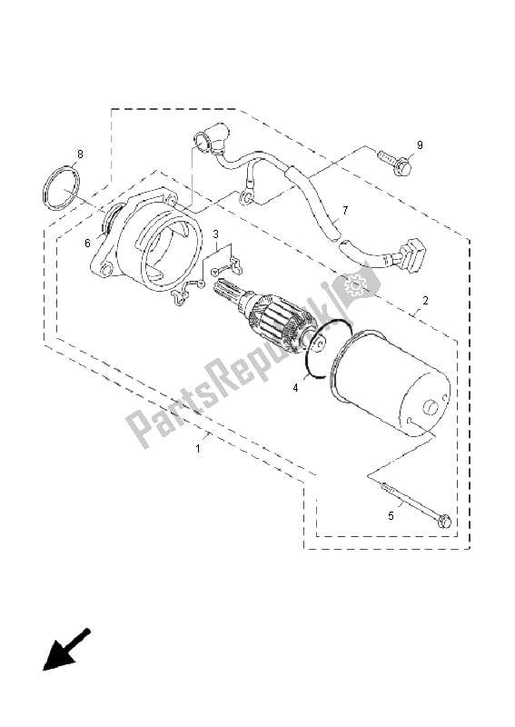 All parts for the Starting Motor of the Yamaha YN 50F 4T Neos 2009