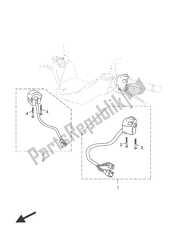 Alle onderdelen voor de Handvat Schakelaar & Hendel van de Yamaha YP 125 RA 2016