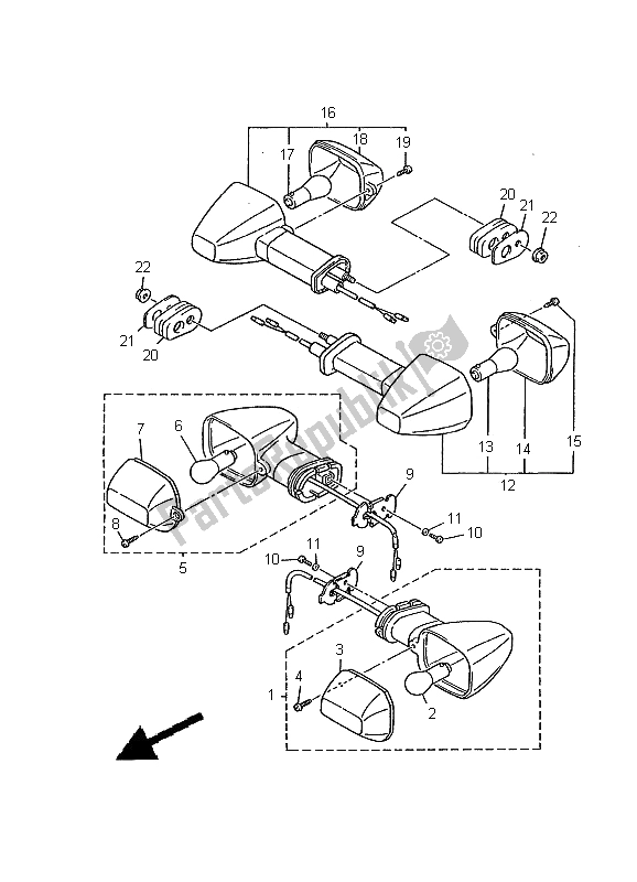 All parts for the Flasher Light of the Yamaha YZF 600R Thundercat 2000