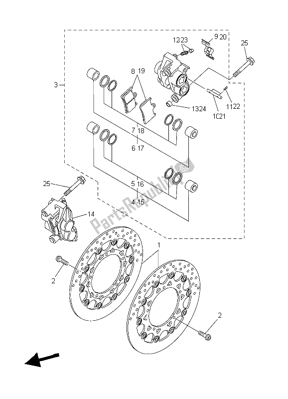 Tutte le parti per il Pinza Freno Anteriore del Yamaha YZF R1 1000 2006