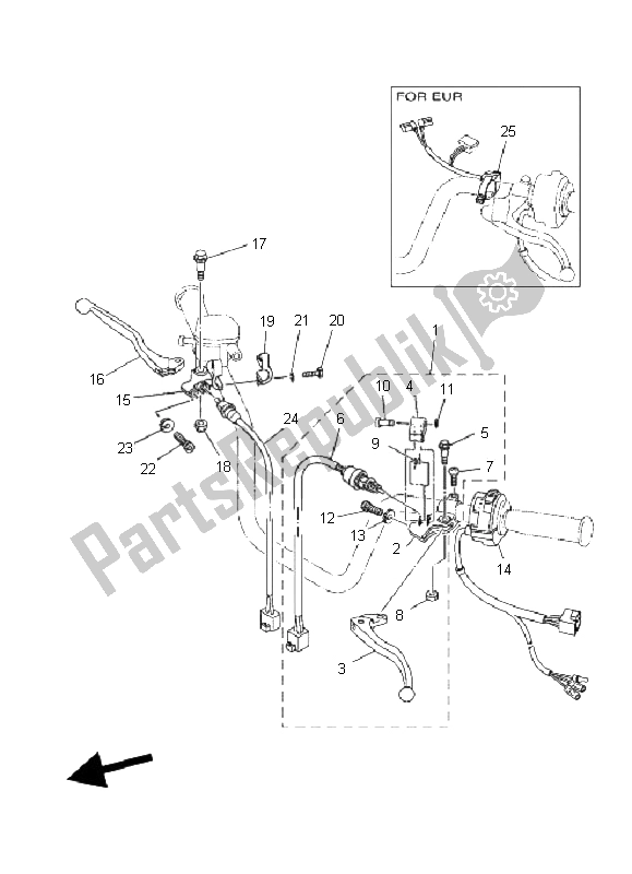 All parts for the Handle Switch & Lever of the Yamaha YFM 125 Grizzly 2006