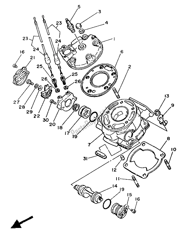 Toutes les pièces pour le Cylindre du Yamaha DT 125 LC 1987