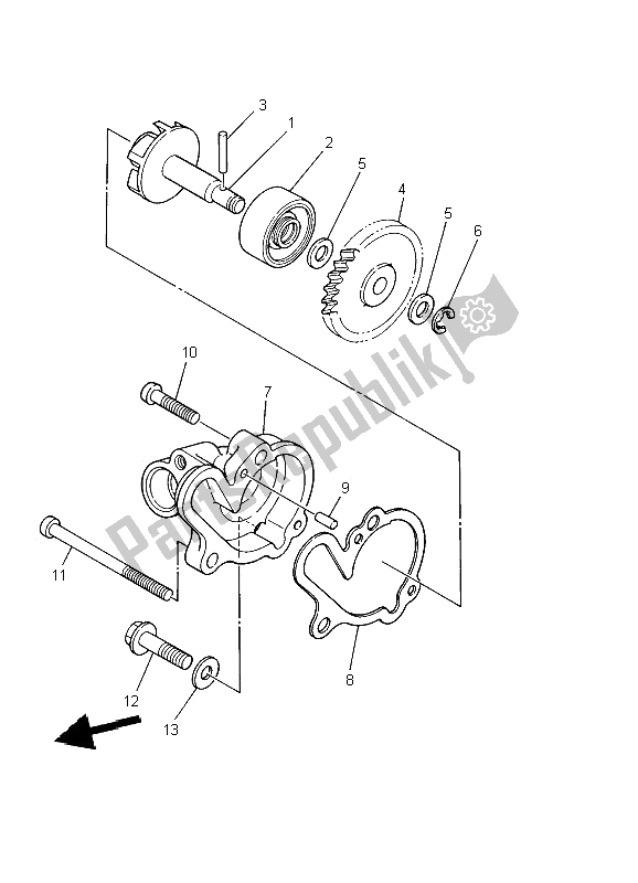 All parts for the Water Pump of the Yamaha DT 125R 2002