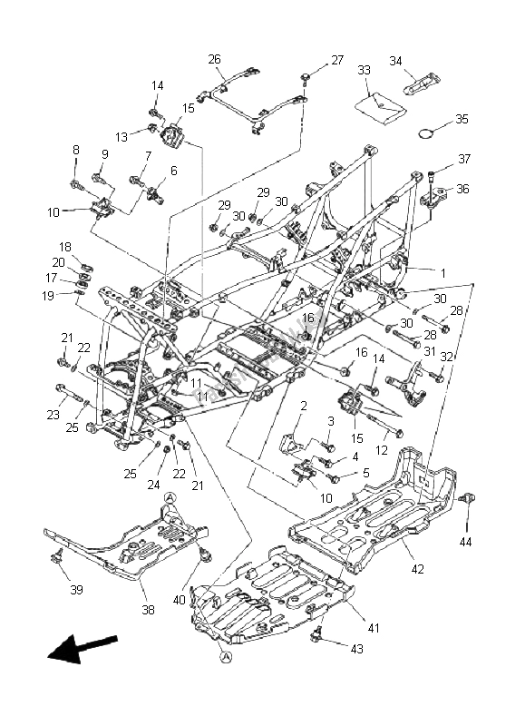 Tutte le parti per il Telaio del Yamaha YFM 660 FA Grizzly 2005