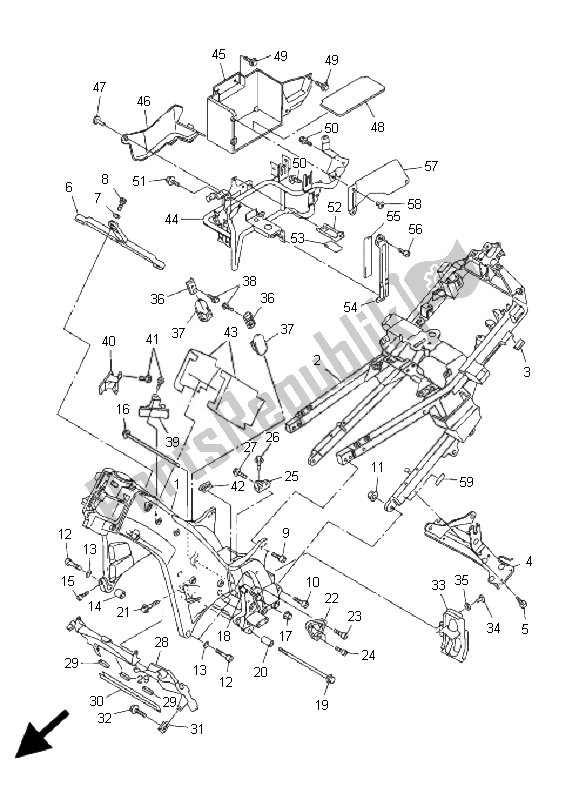 Todas as partes de Quadro, Armação do Yamaha FJR 1300A 2010
